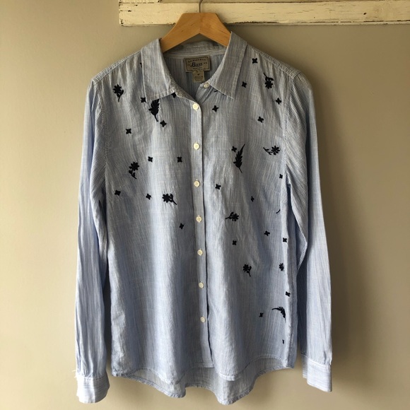 G.H. Bass Co Pinstripe Embroidered Buttondown Sz M - Picture 3 of 11